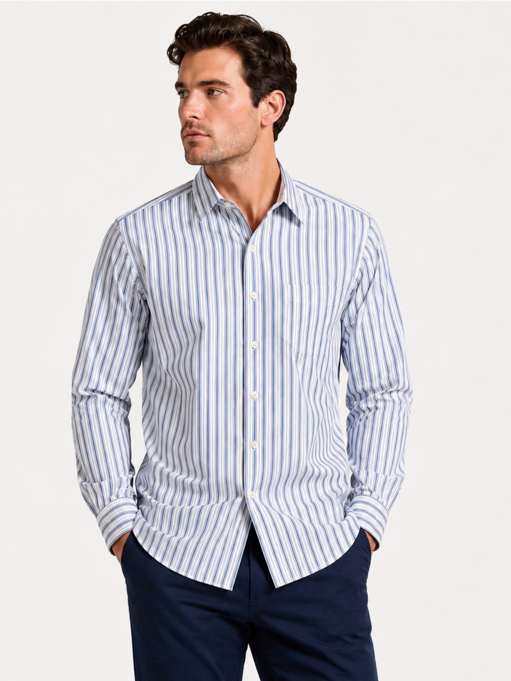 Polo Ralph Lauren Andrew Blue Stripe Dress Shirt 17 32/33